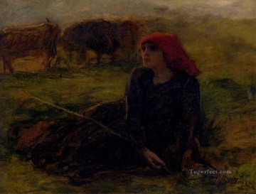  louis lienzo - Adolphe Aime Louis Bergere Dans Un Pre campo Realista Jules Breton